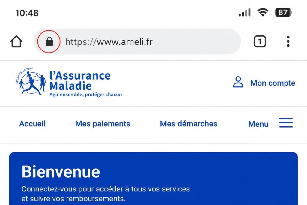 Cadenas dans la barre d'adresse du navigateur