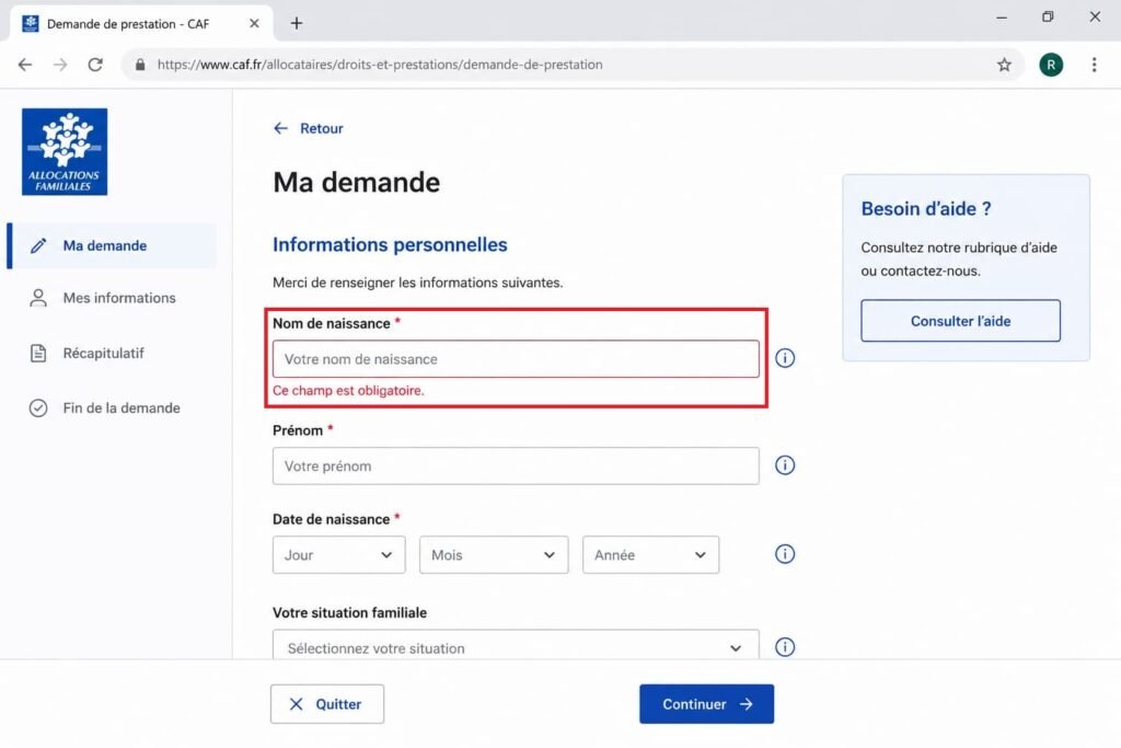 Champ marqué d'une étoile obligatoire