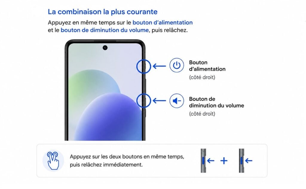 Combinaison de boutons sur Android