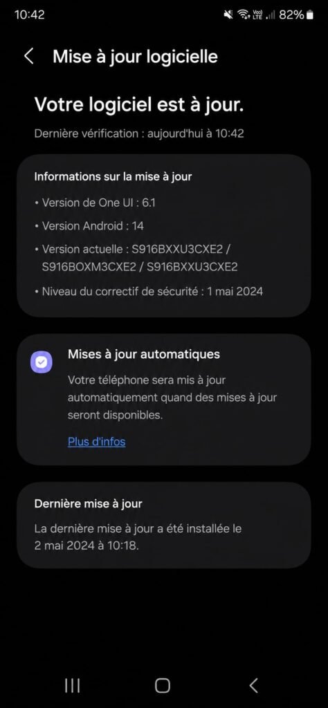 Ecran de mise à jour logicielle sur Android