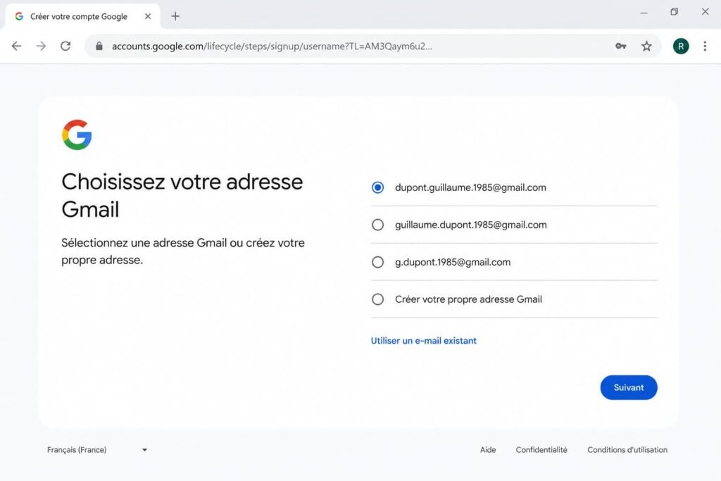 Formulaire de création avec choix de l'adresse