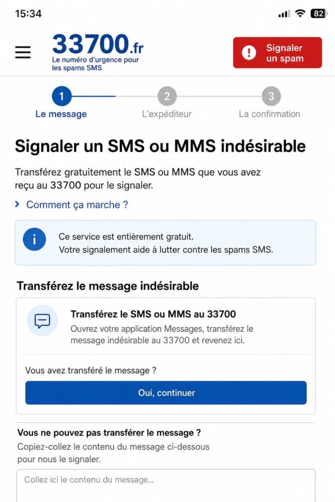 Formulaire de signalement 33700 ou Signal Spam