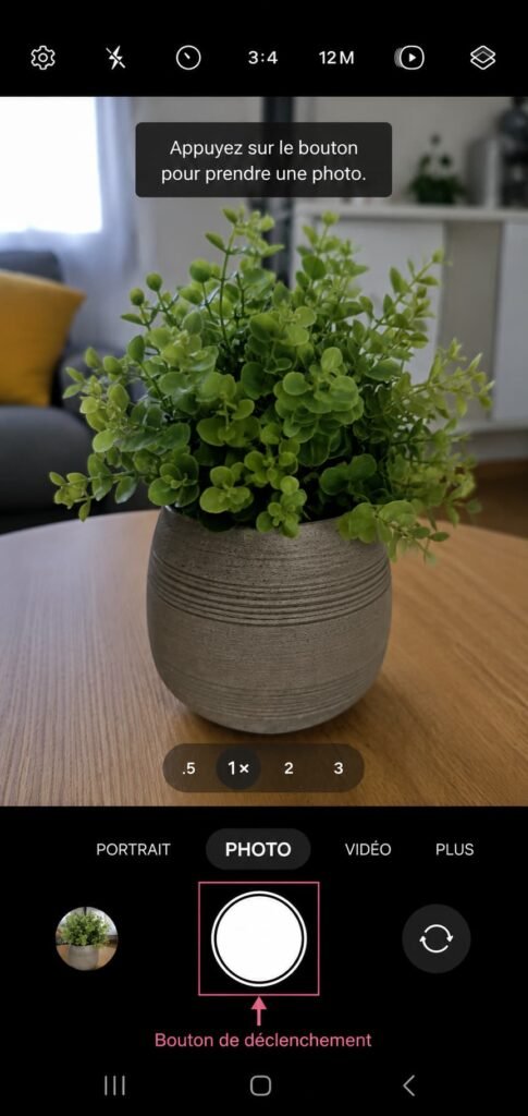Bouton de déclenchement de l'appareil photo