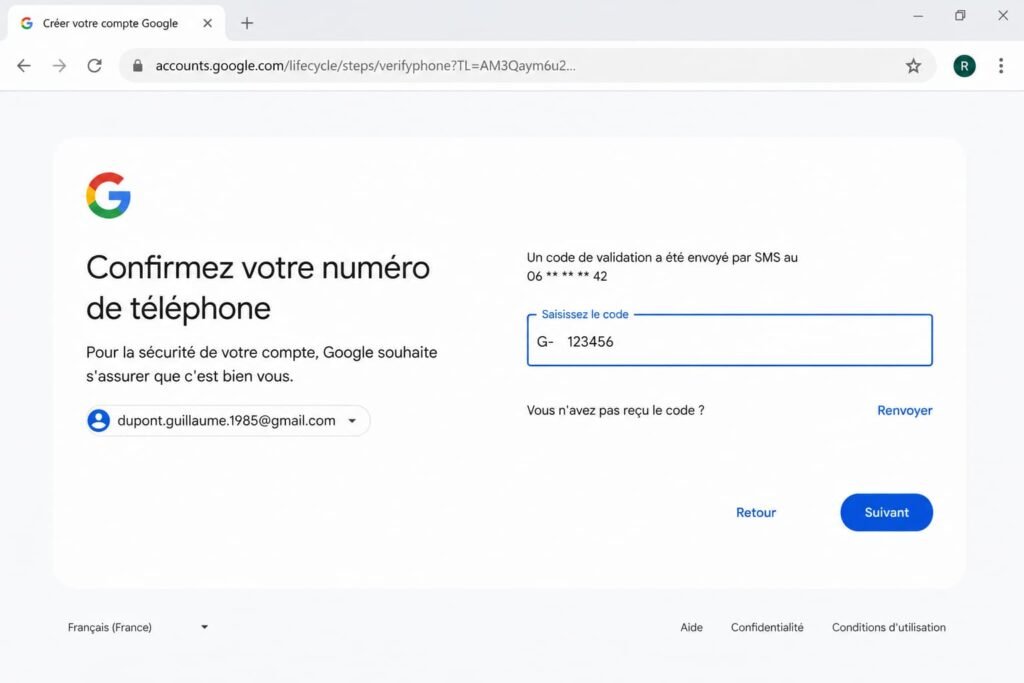 Ecran de vérification par SMS